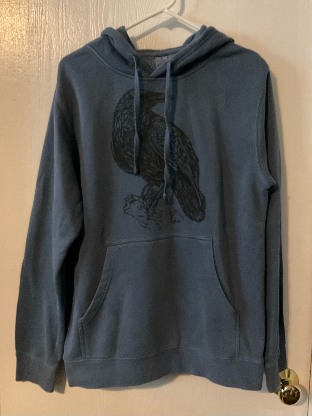 BeCause Raven Unisex Pigment Dyed Hoodie in slate blue size S